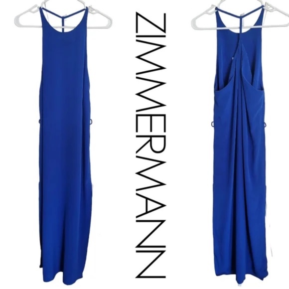 Zimmermann Blue 100% Silk Halter Maxi Dress - Picture 1 of 11